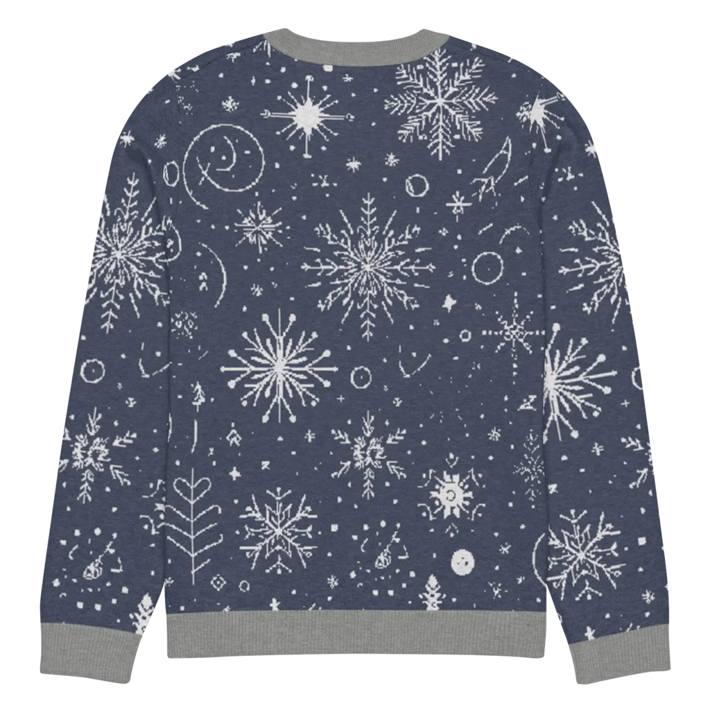 Chic Snowflake Knitted Crew Neck - Navy Blue Winter - DipaliZ