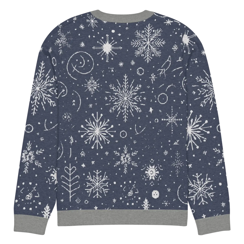 Chic Snowflake Knitted Crew Neck - Navy Blue Winter - DipaliZ