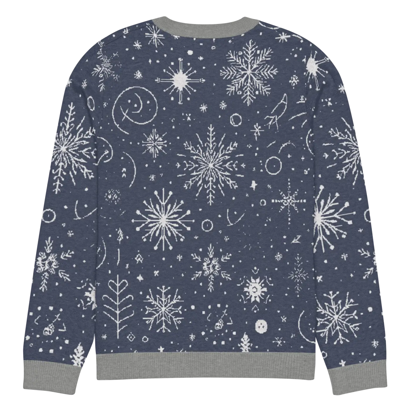 Chic Snowflake Knitted Crew Neck - Navy Blue Winter - DipaliZ