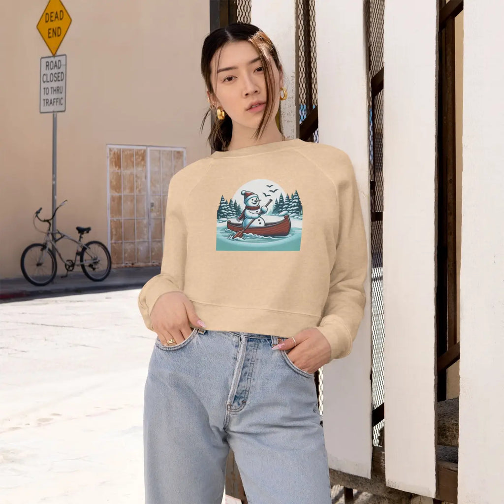 Snowman Canoe Wonderland Cropped Fleece - Cozy Winter - DipaliZ