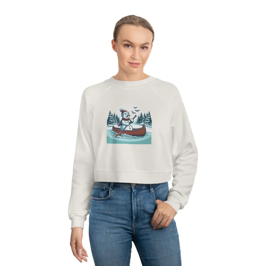Snowman Canoe Wonderland Cropped Fleece - Cozy Winter - DipaliZ