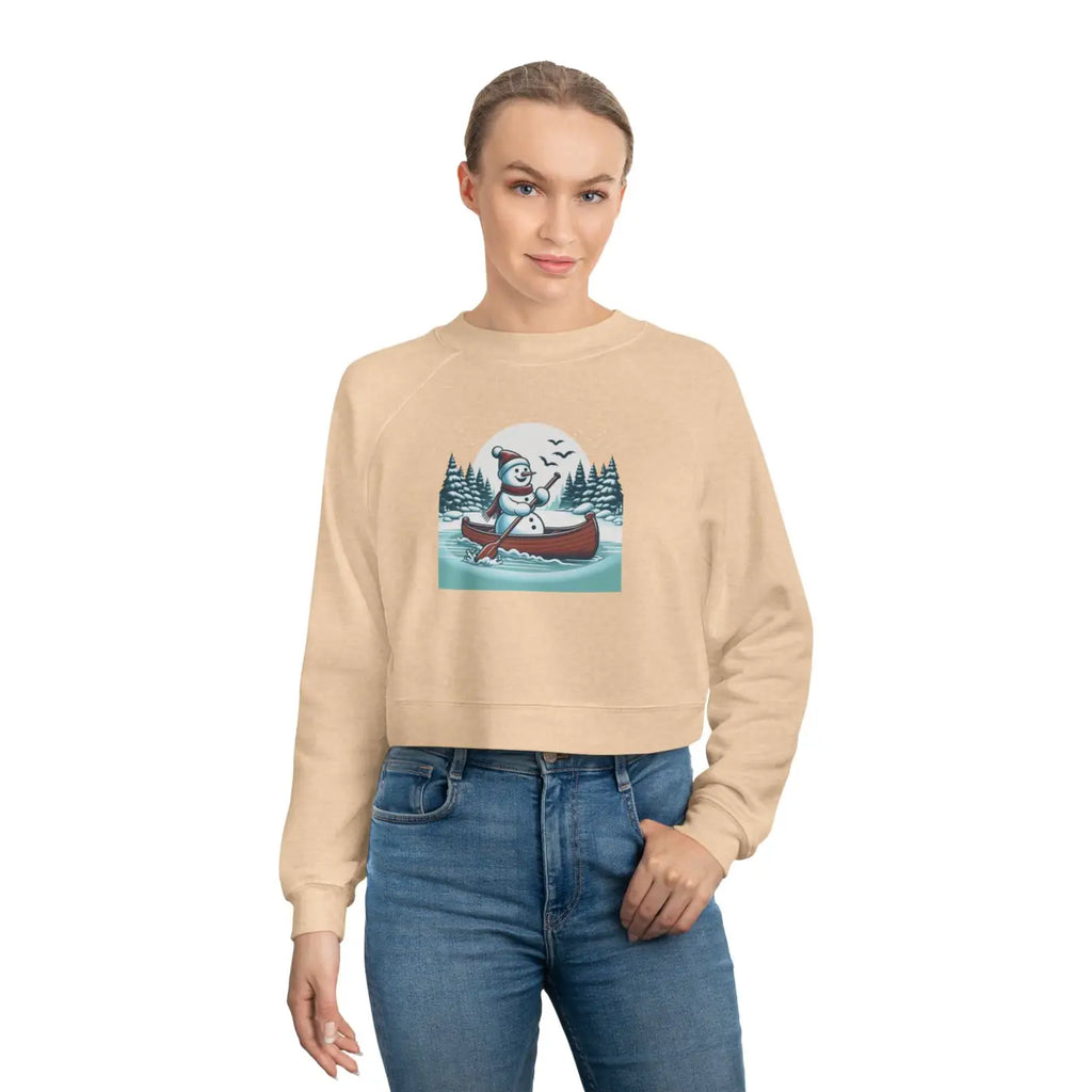 Snowman Canoe Wonderland Cropped Fleece - Cozy Winter - DipaliZ