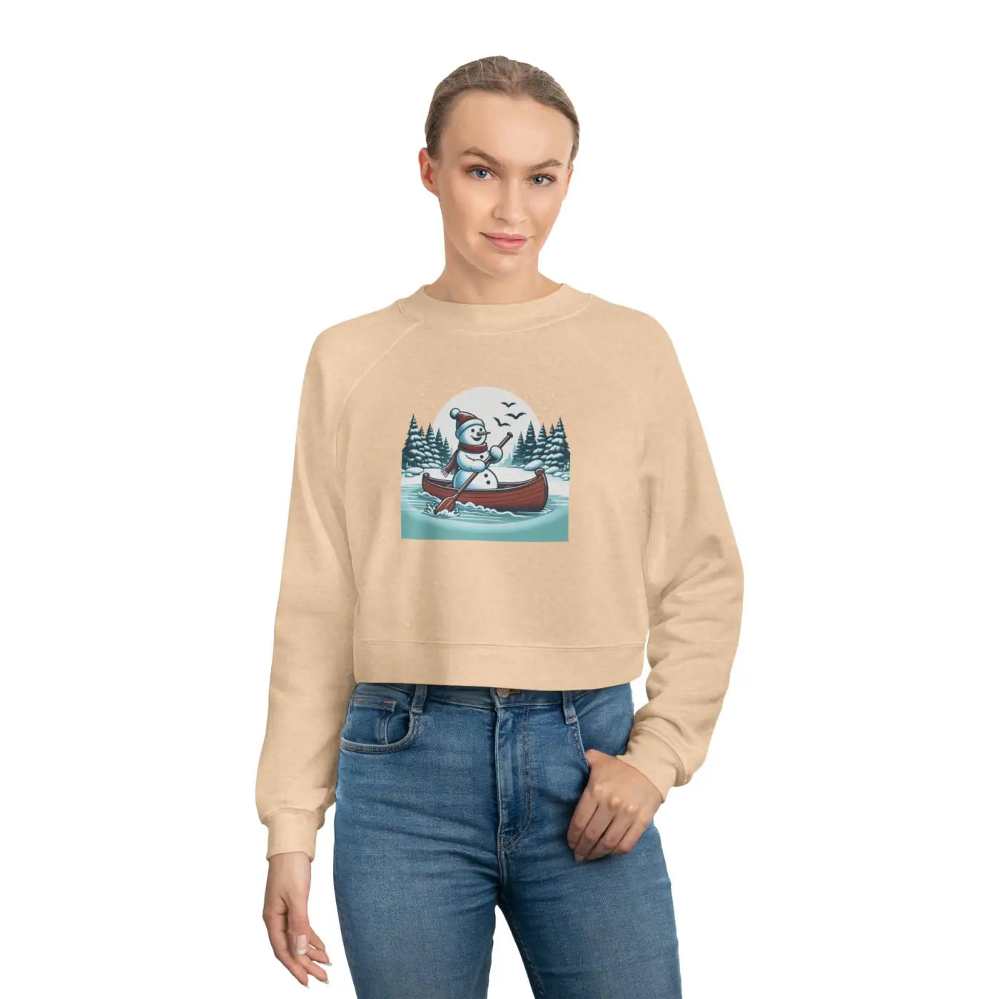 Snowman Canoe Wonderland Cropped Fleece - Cozy Winter - DipaliZ