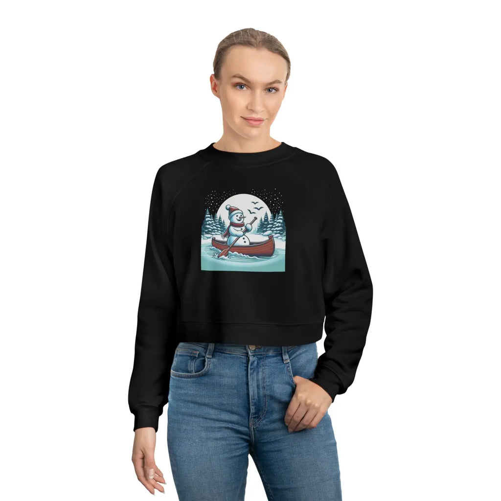 Snowman Canoe Wonderland Cropped Fleece - Cozy Winter - DipaliZ