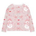 Snowman Pink Knitted Crew Sweater - Cozy Winter Style - DipaliZ