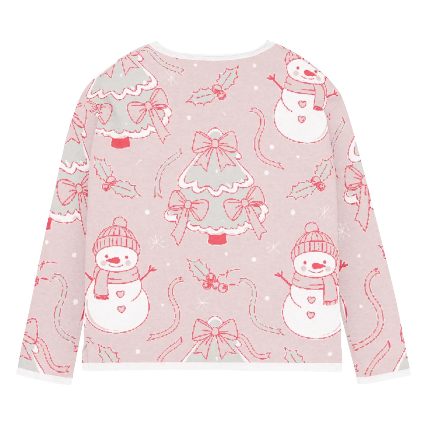 Snowman Pink Knitted Crew Sweater - Cozy Winter Style - DipaliZ