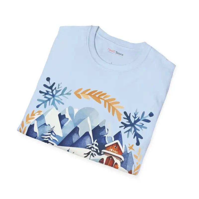 Snowy Winterland Unisex Softstyle T Shirt - Cotton Comfort - DipaliZ