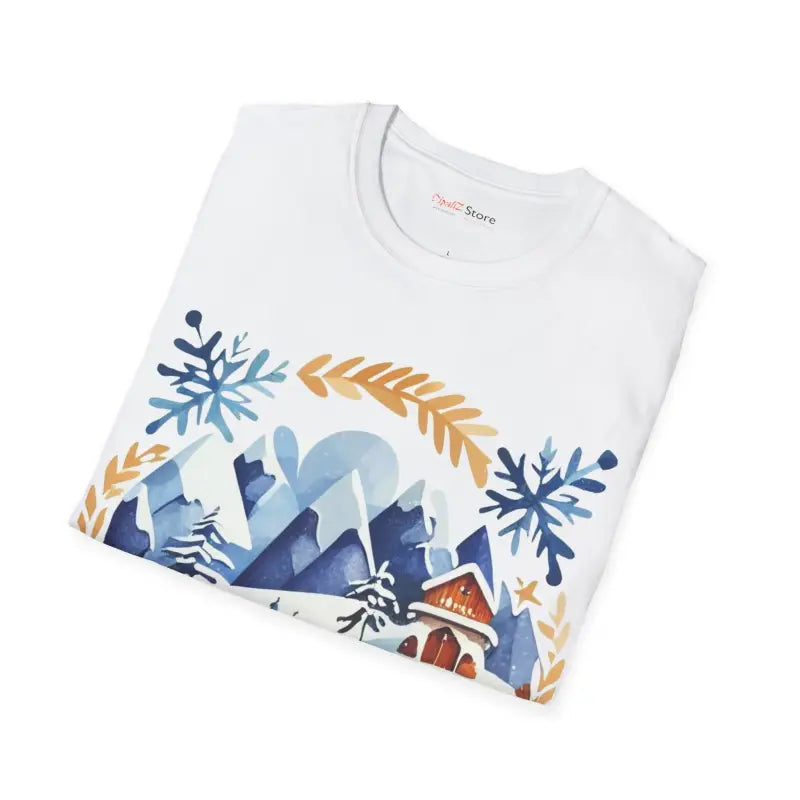 Snowy Winterland Unisex Softstyle T Shirt - Cotton Comfort - DipaliZ