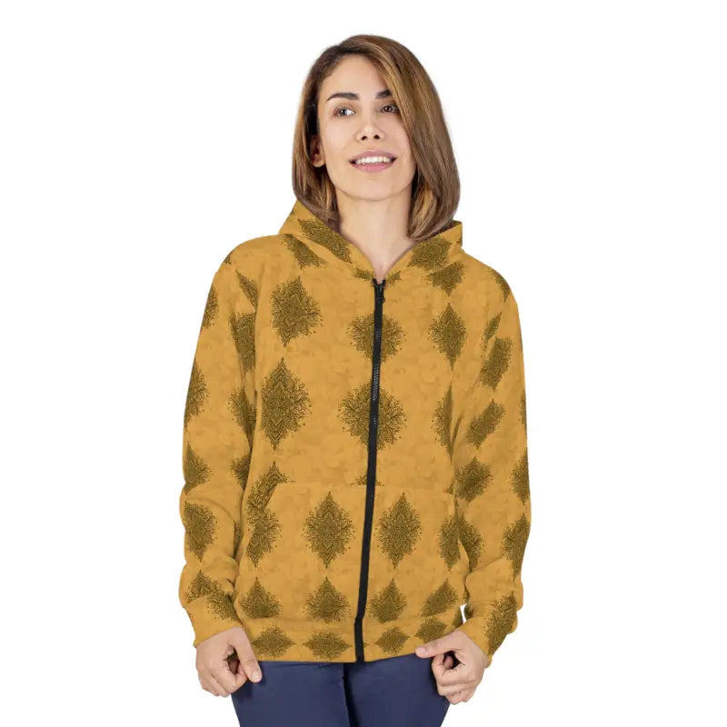 Mandala Pattern Hoodie - White Lines Bold Design - DipaliZ