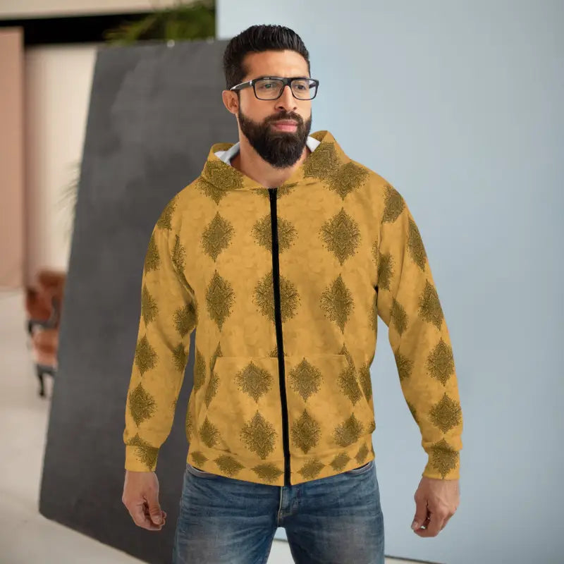 Mandala Pattern Hoodie - White Lines Bold Design - DipaliZ