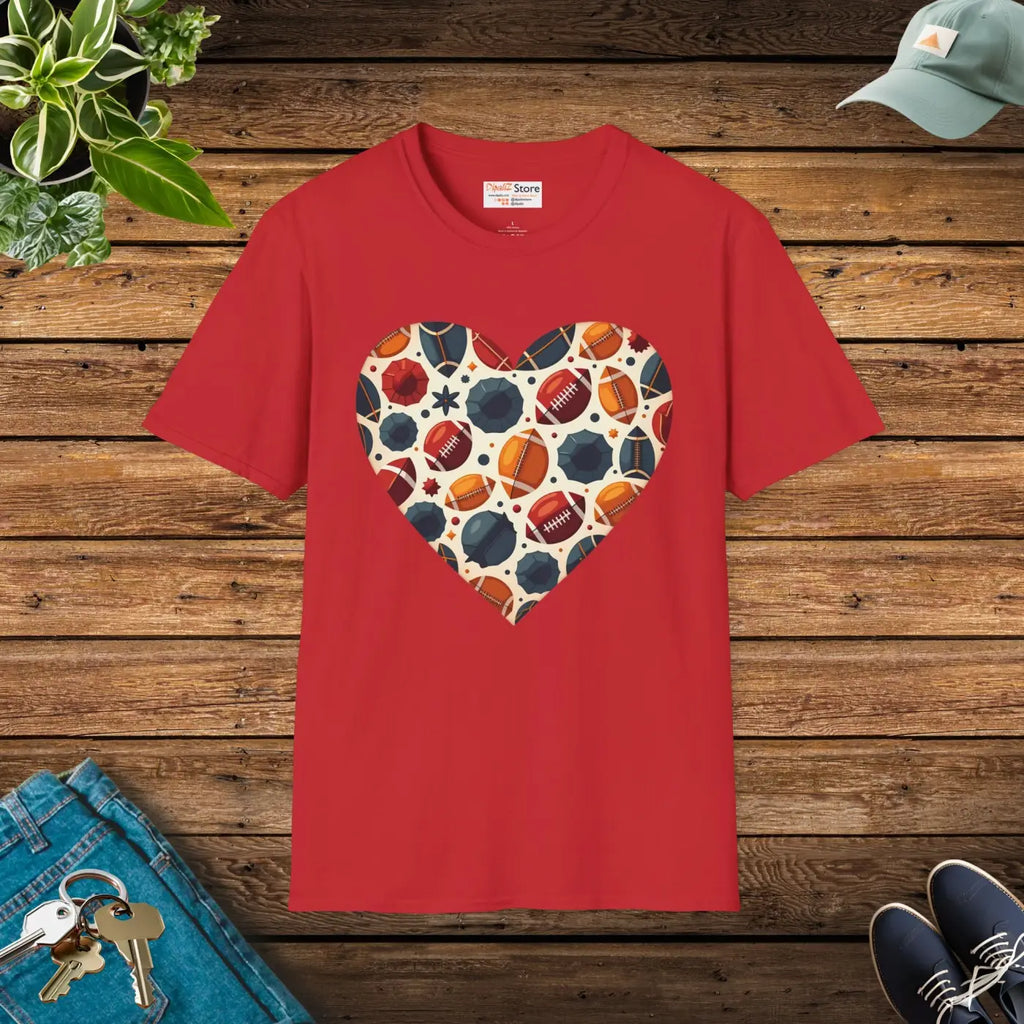 Soccer Love Unisex Tee - Heart-Shaped Ball Design - DipaliZ