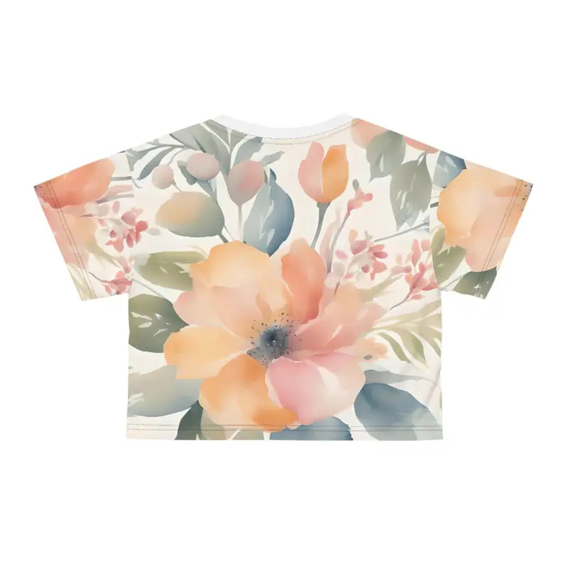 Pastel Flowers Crop Tee - Soft Color AOP Design - DipaliZ