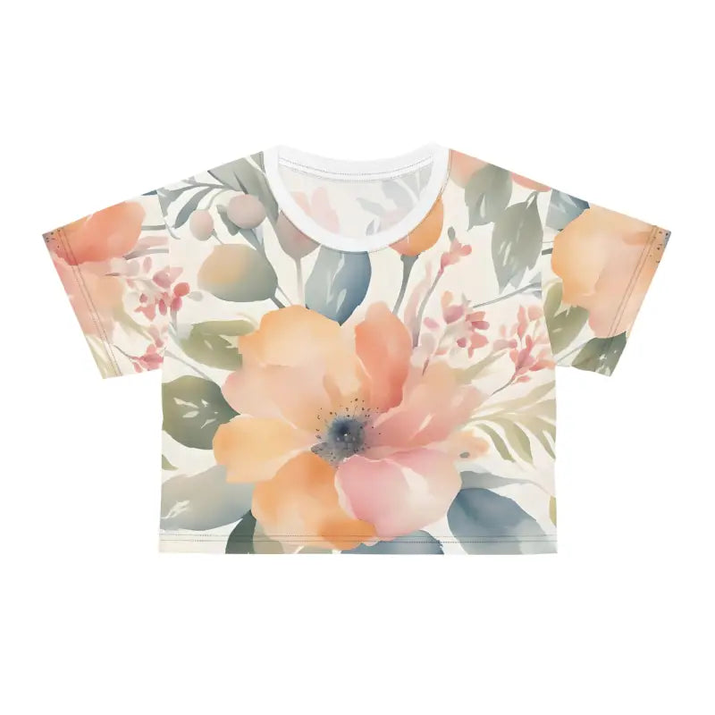 Pastel Flowers Crop Tee - Soft Color AOP Design - DipaliZ