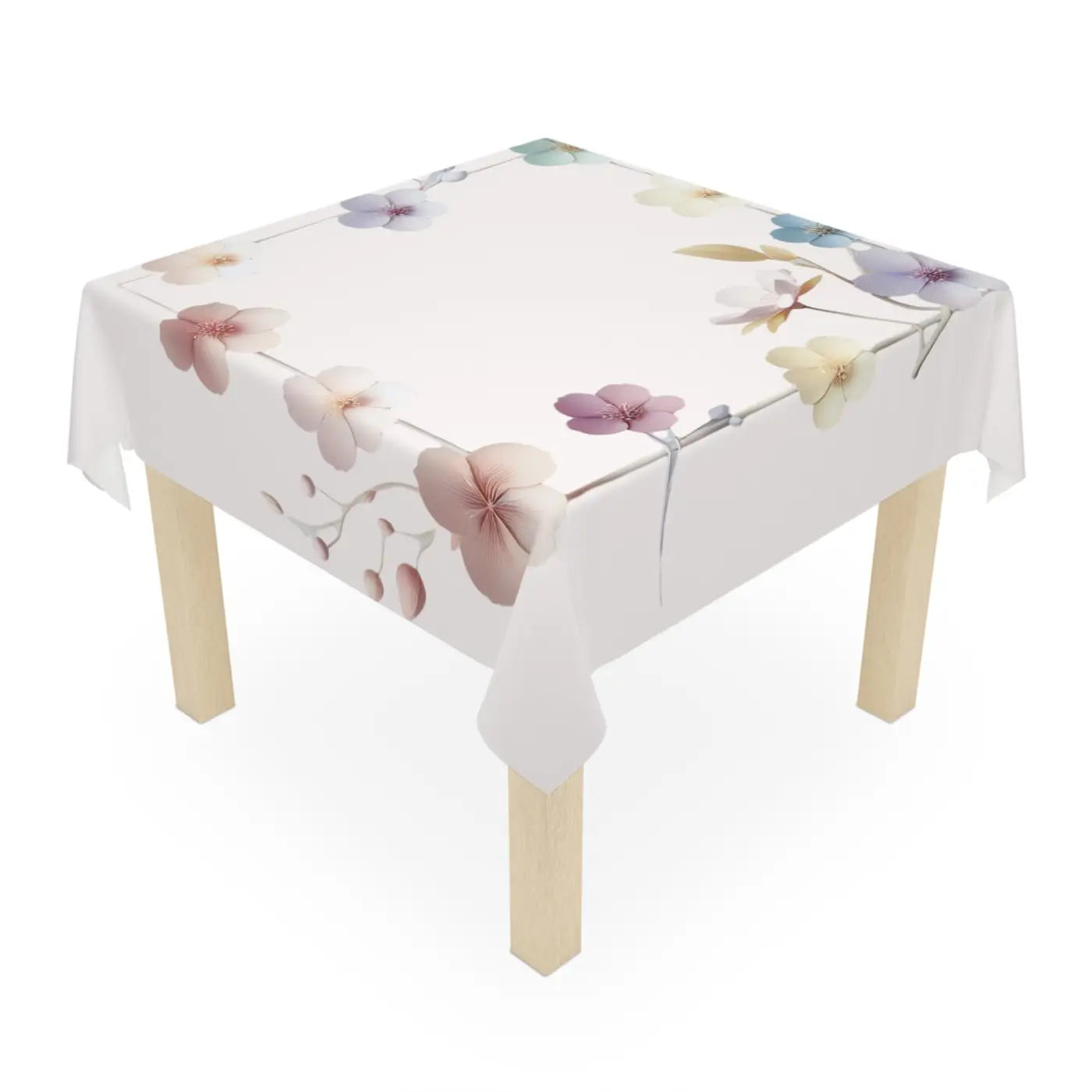 Pink Tablecloth - Delicate Flowers One Sided Print - DipaliZ