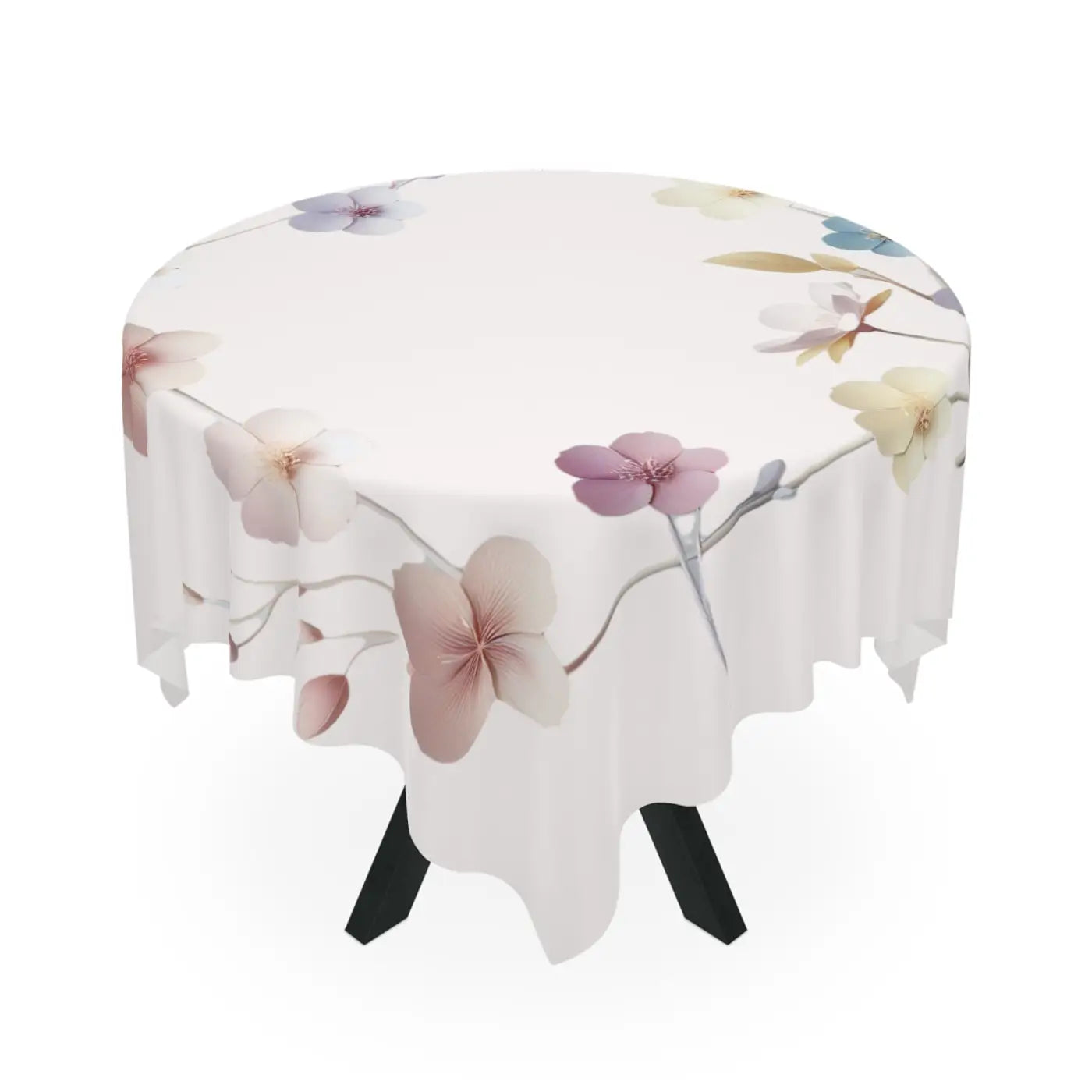 Pink Tablecloth - Delicate Flowers One Sided Print - DipaliZ