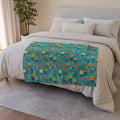 Soft Polyester Blanket - Teal Floral Botanical Print - DipaliZ