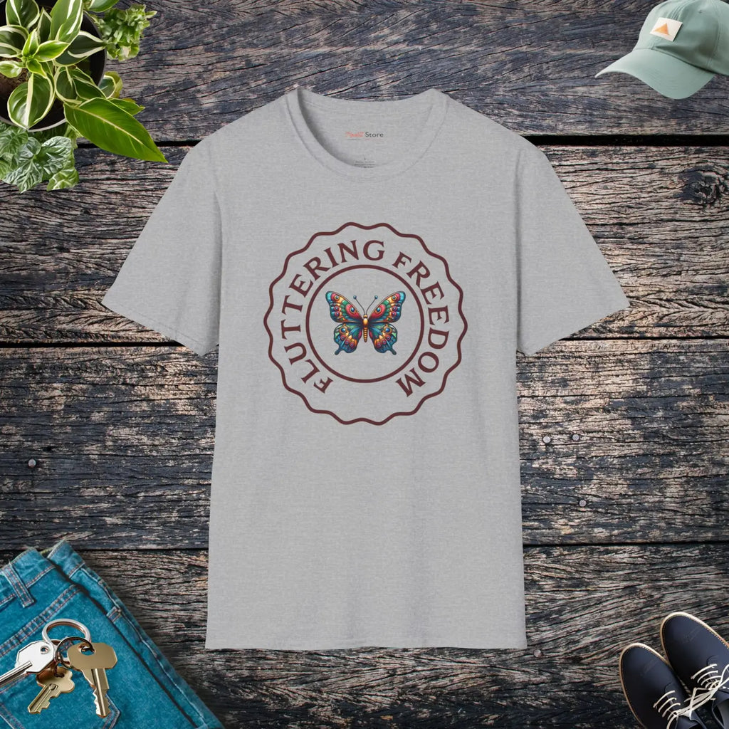 Fluttering Freedom Softstyle T Shirt - Cotton Tee - DipaliZ