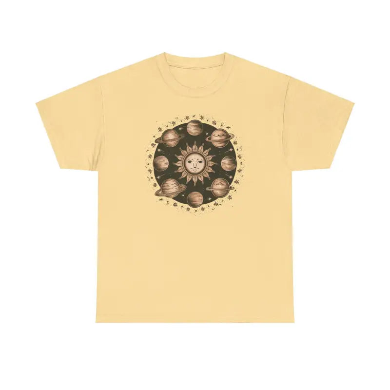 Heavy Cotton Tee - Solar System Design Reinforced Shoulders - DipaliZ