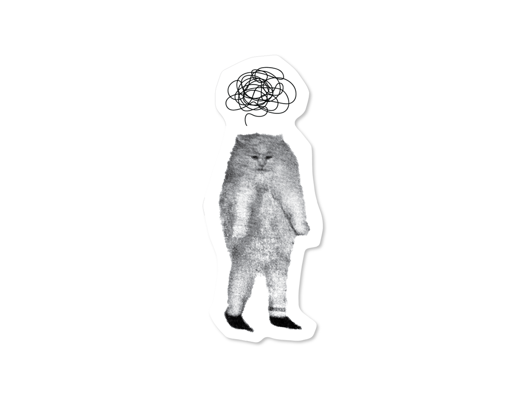 ADHD WTF Cat 3" Funny Sticker