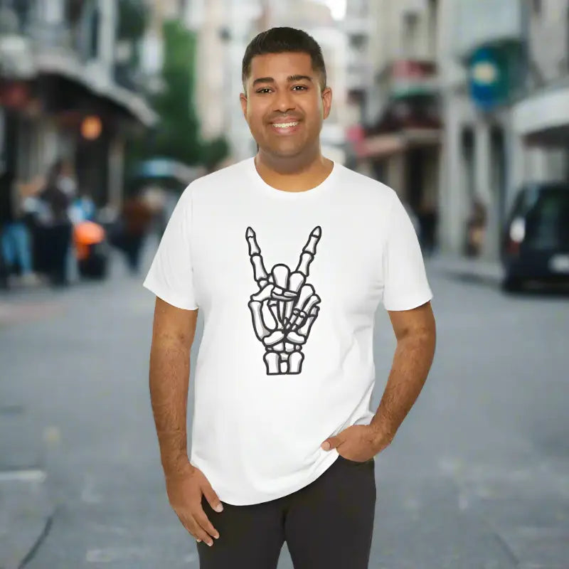 Skeleton Peace Tee - Spooky Chic Style - DipaliZ