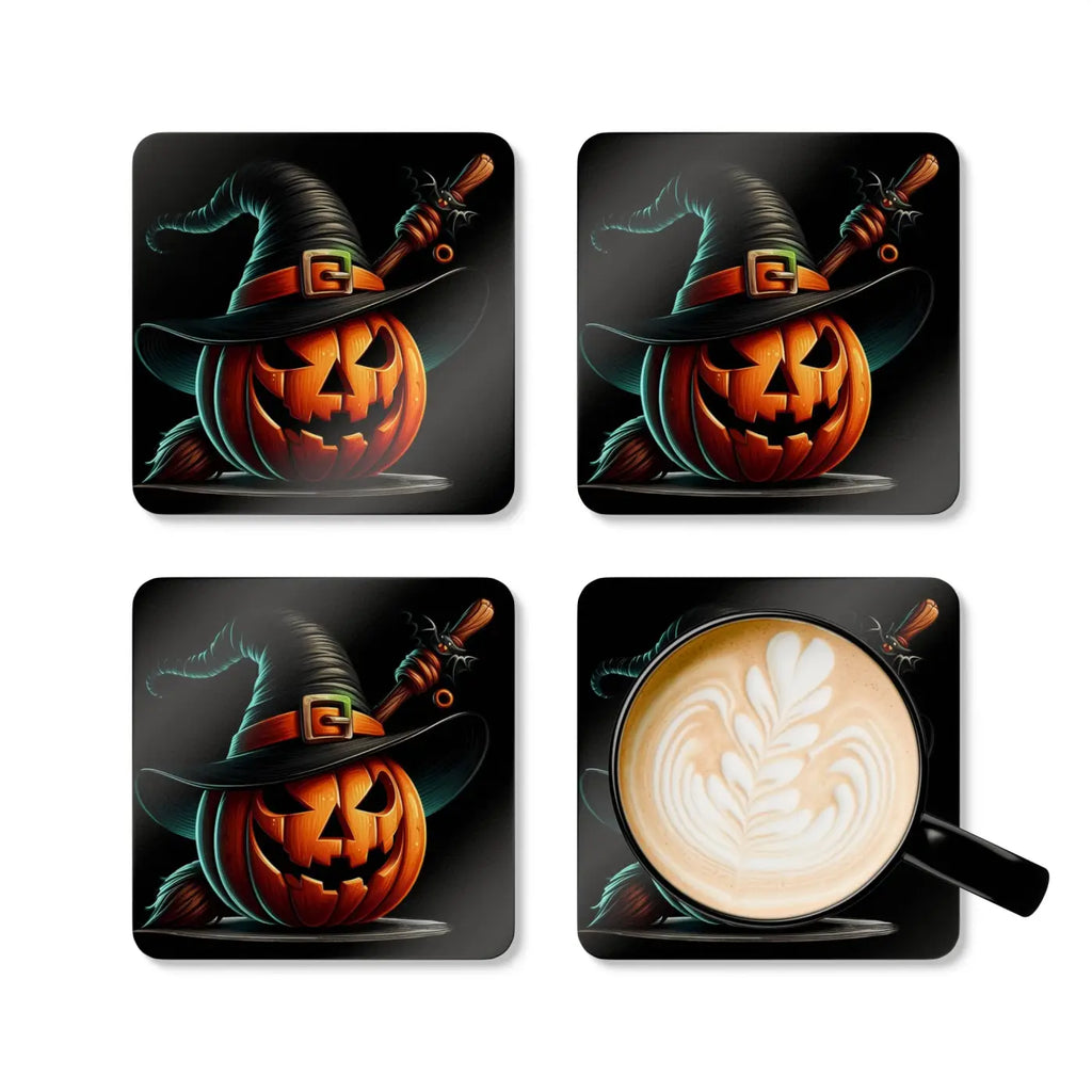 Spooky Jack Corkwood Coaster Set - Halloween Party Decor - DipaliZ