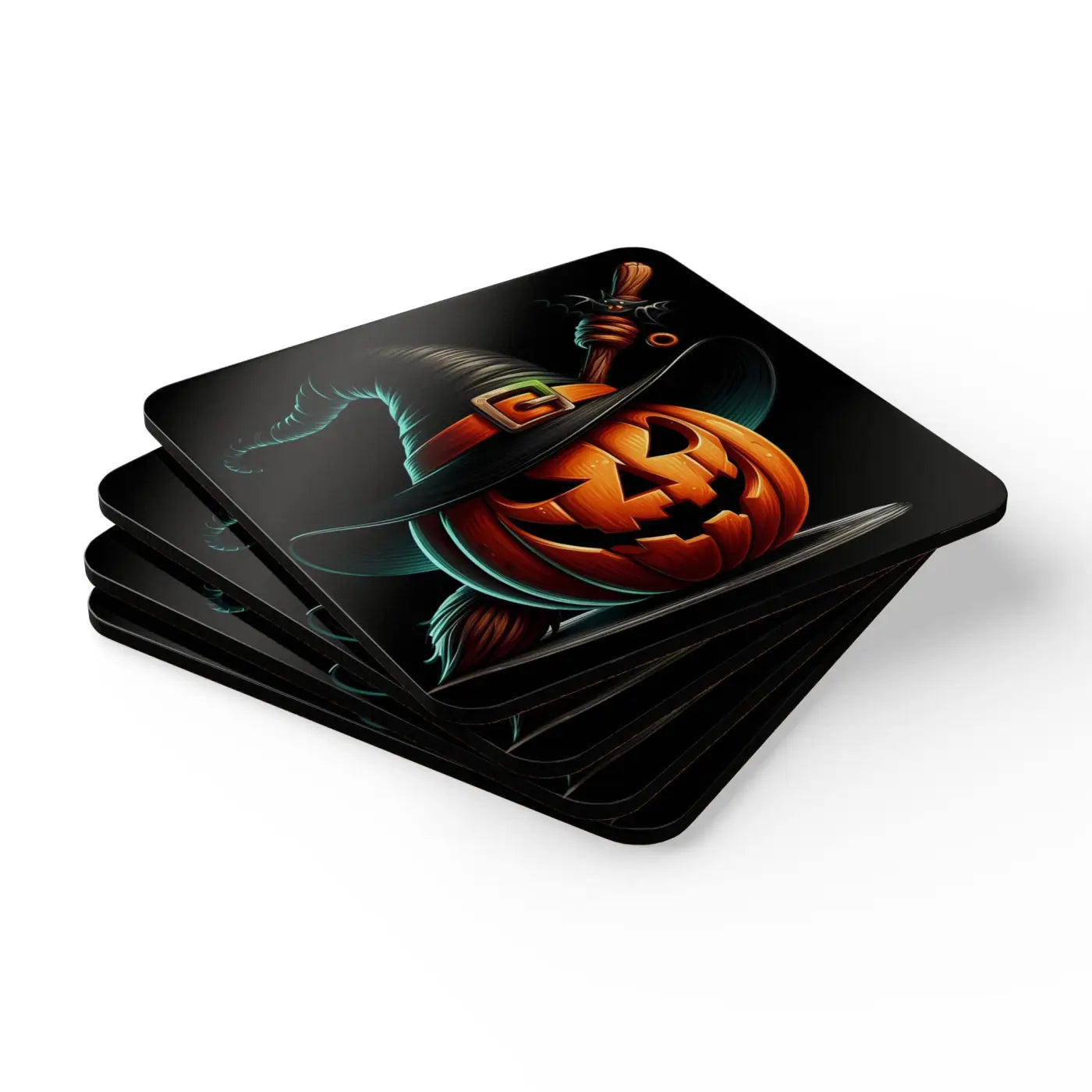 Spooky Jack Corkwood Coaster Set - Halloween Party Decor - DipaliZ