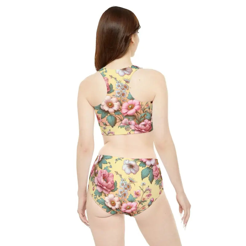 Floral Sport Bikini Set - Vibrant Performance Swimwear - DipaliZ