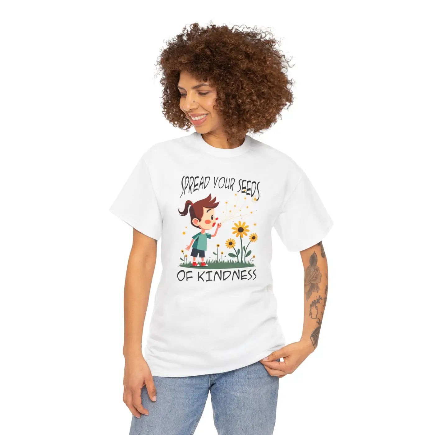 Heavy Cotton Tee - Spread Kindness All-Day Comfort - DipaliZ