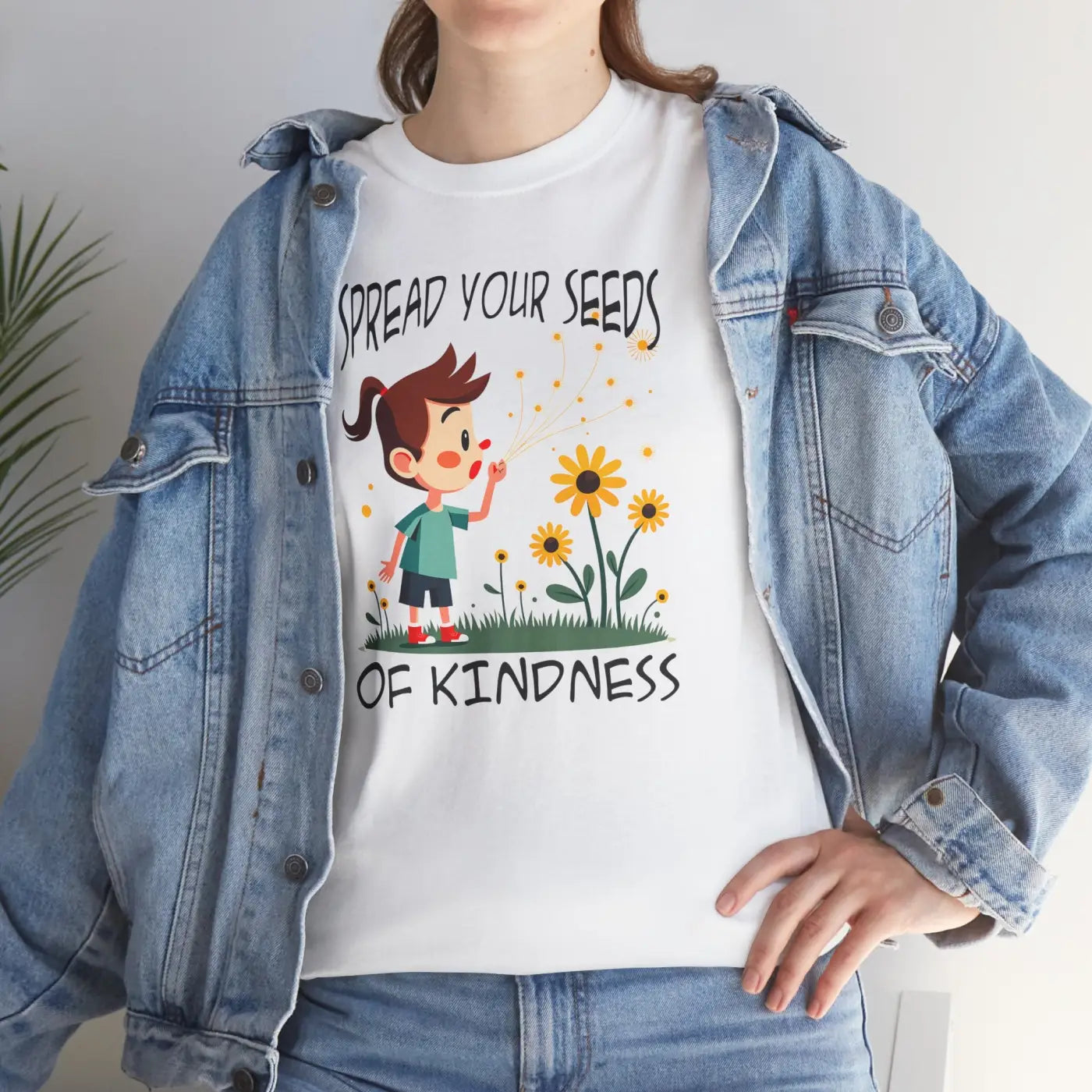 Heavy Cotton Tee - Spread Kindness All-Day Comfort - DipaliZ