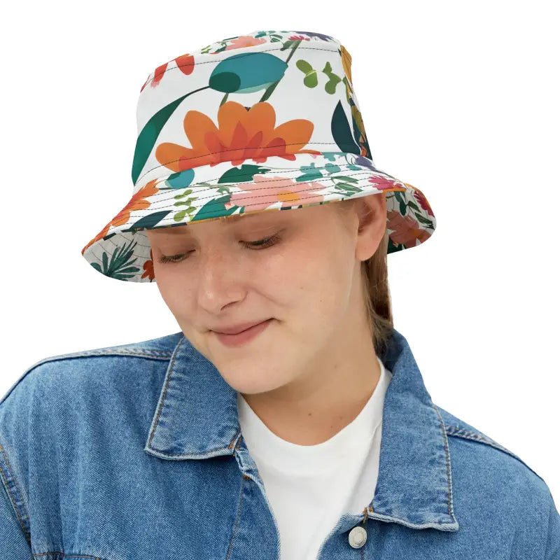 Polyester Bucket Hat - Spring Flowers Vintage Vibe - DipaliZ