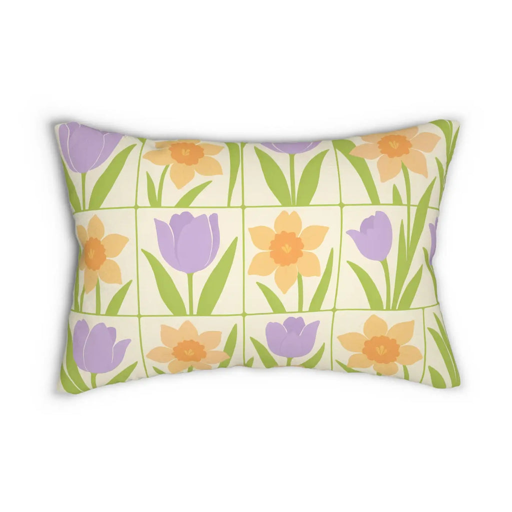 Premium Spring Floral Lumbar Pillow - Nature Inspired Decor - DipaliZ