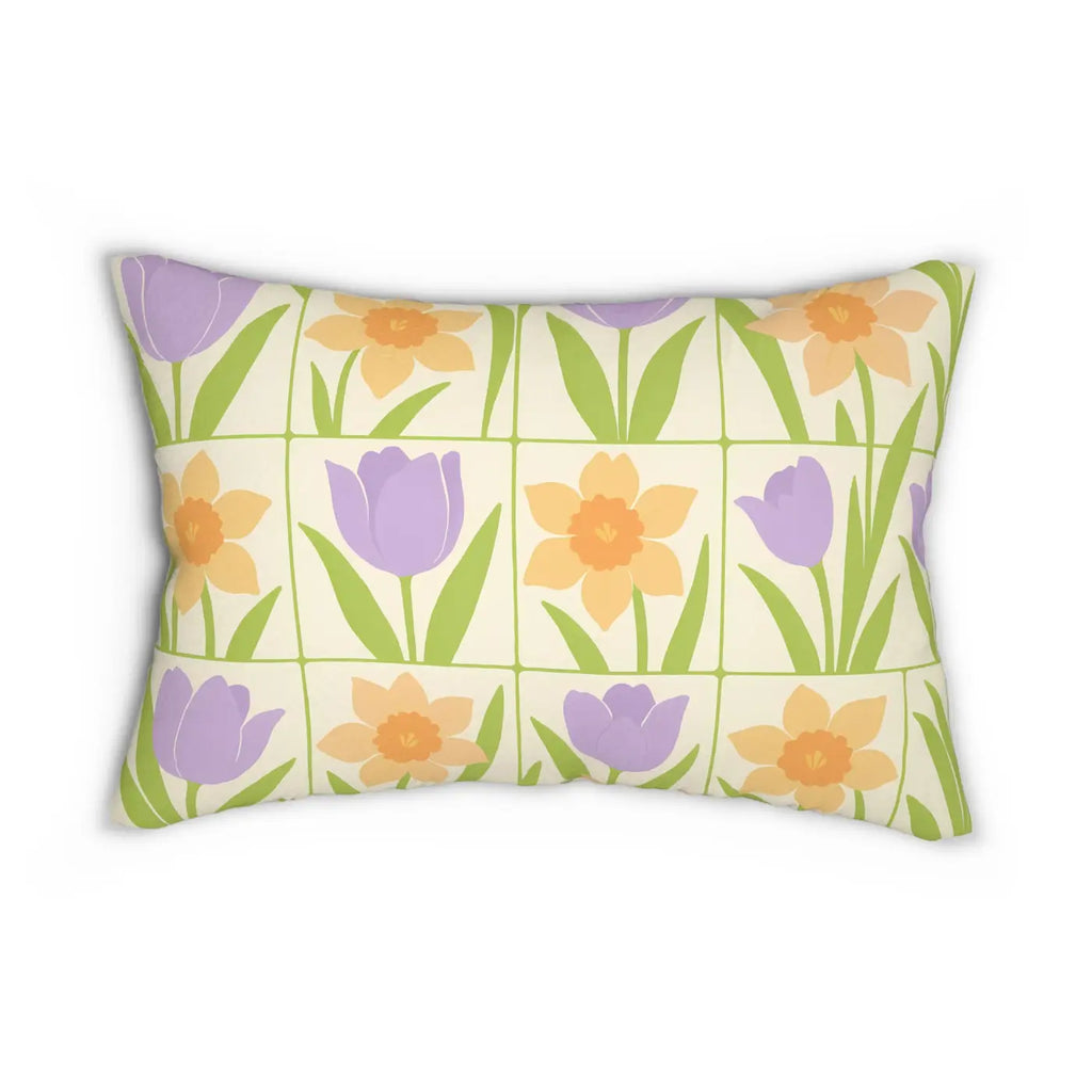 Premium Spring Floral Lumbar Pillow - Nature Inspired Decor - DipaliZ
