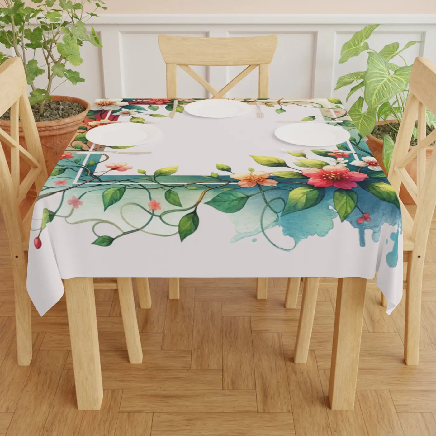 Spring Flowers Square Tablecloth - Vibrant Dining Decor - DipaliZ
