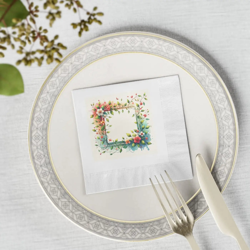 White Coined Napkins - Elegant Table Decor - DipaliZ