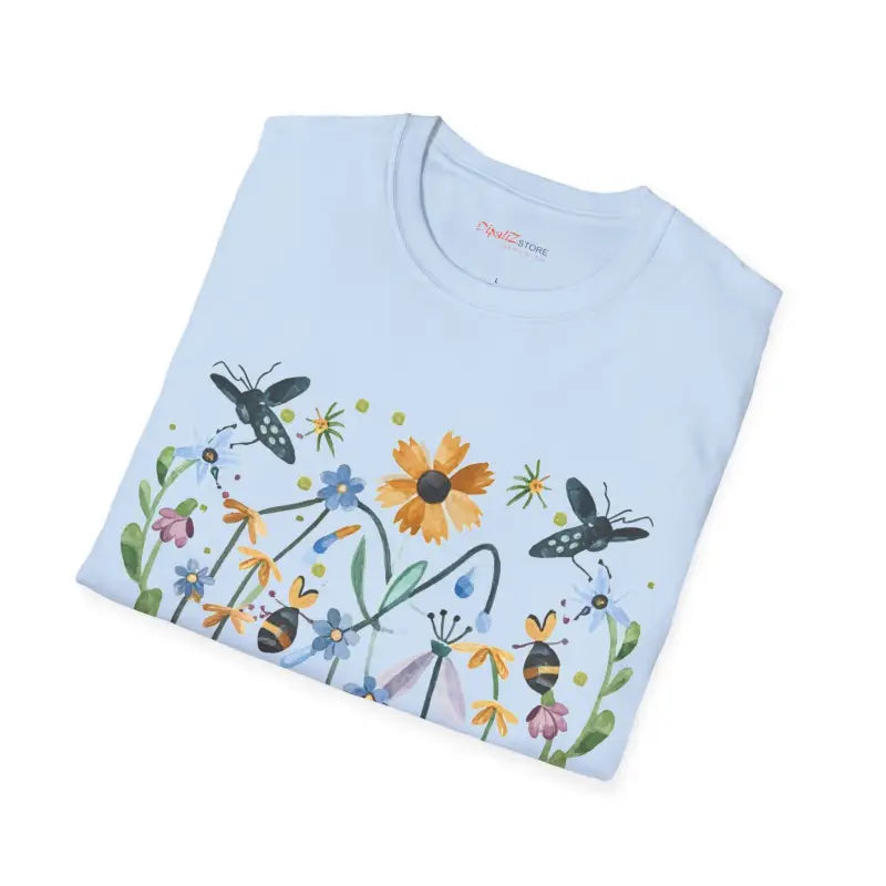 Unisex Softstyle T Shirt - Bees and Spring Flowers - DipaliZ