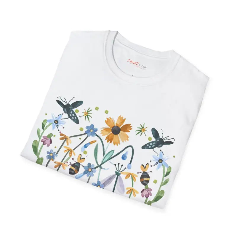 Unisex Softstyle T Shirt - Bees and Spring Flowers - DipaliZ