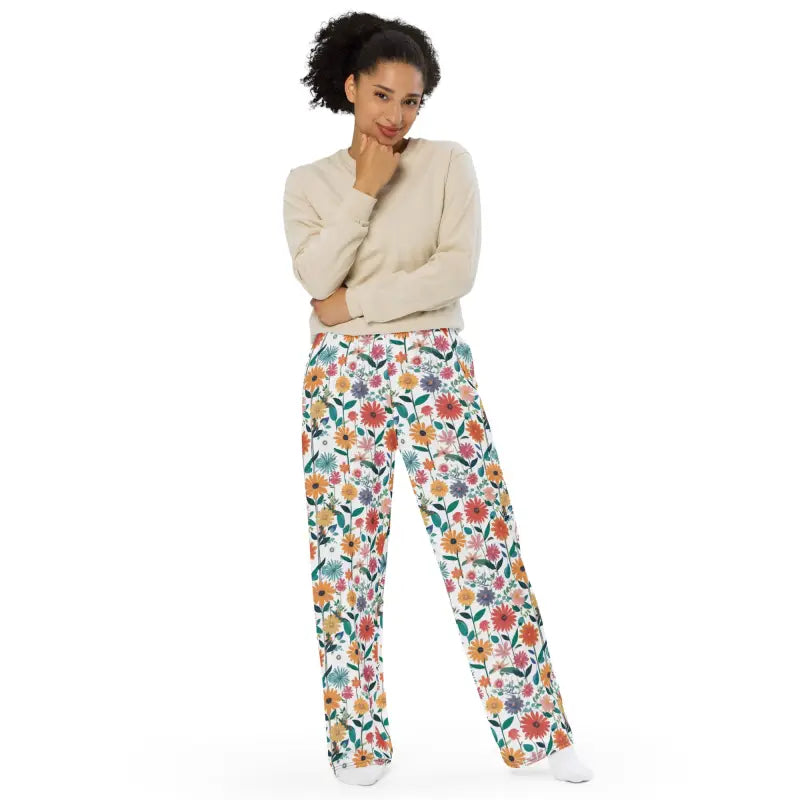 Wide Leg Pants and Cozy Pajama Set - Spring Lounge - DipaliZ