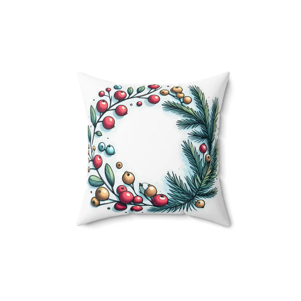 Spruce and Berries Polyester Square Pillow - Festive Flair - DipaliZ