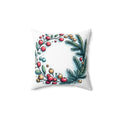 Spruce and Berries Polyester Square Pillow - Festive Flair - DipaliZ