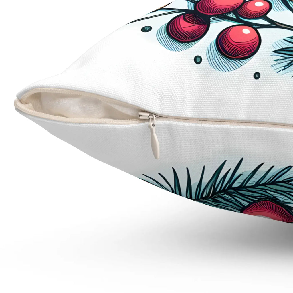 Spruce and Berries Polyester Square Pillow - Festive Flair - DipaliZ
