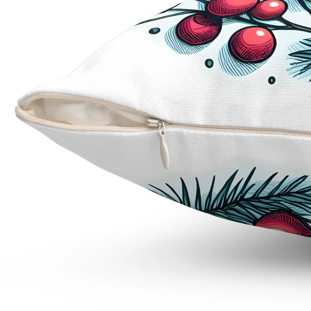 Spruce and Berries Polyester Square Pillow - Festive Flair - DipaliZ
