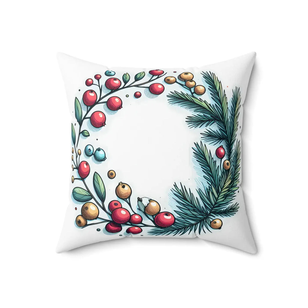Spruce and Berries Polyester Square Pillow - Festive Flair - DipaliZ