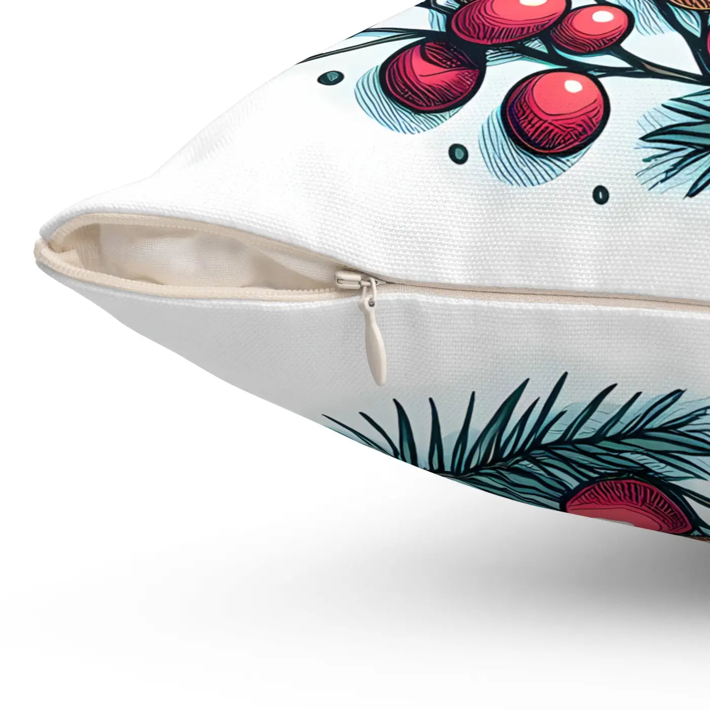 Spruce and Berries Polyester Square Pillow - Festive Flair - DipaliZ