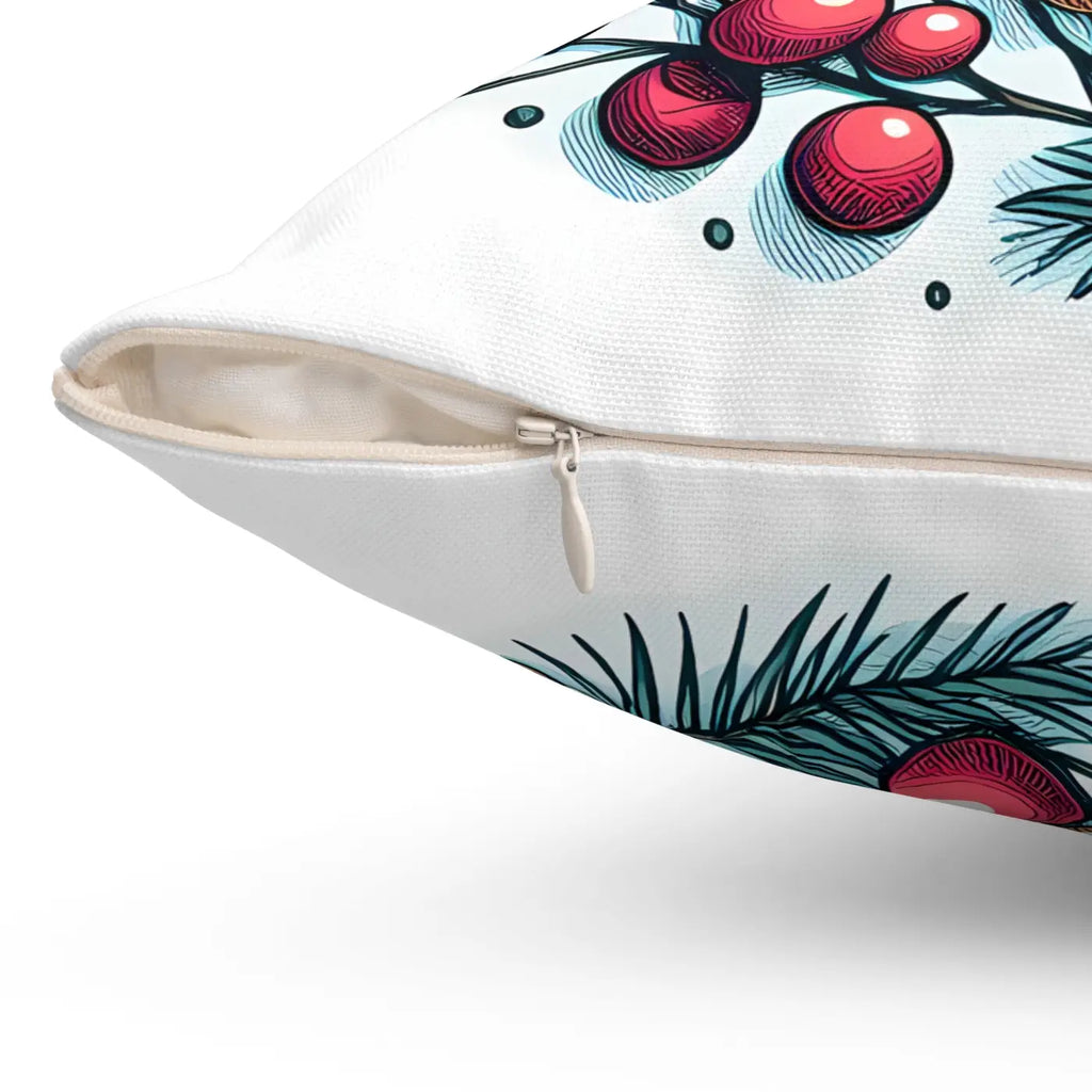 Spruce and Berries Polyester Square Pillow - Festive Flair - DipaliZ