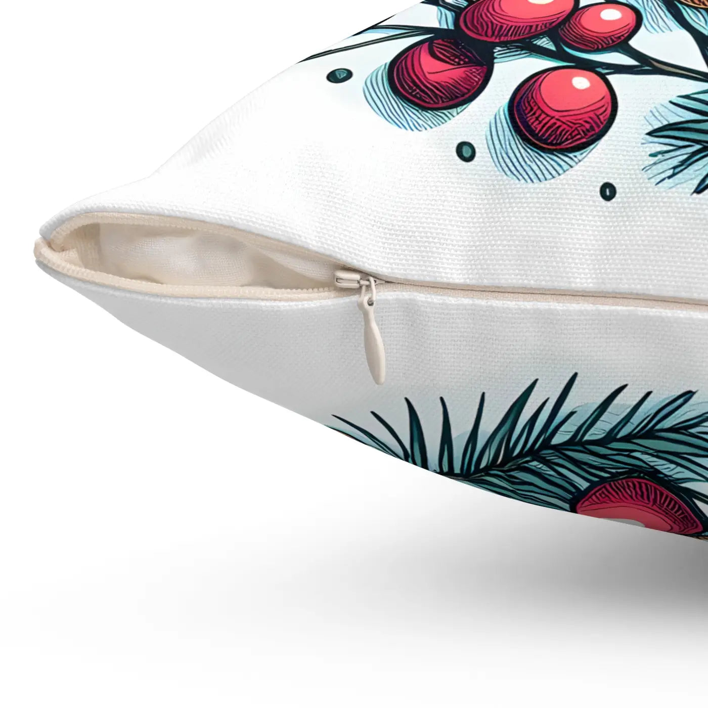 Spruce and Berries Polyester Square Pillow - Festive Flair - DipaliZ