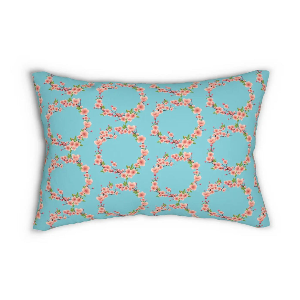 Polyester Lumbar Pillow - Blue Floral Home Decor - DipaliZ