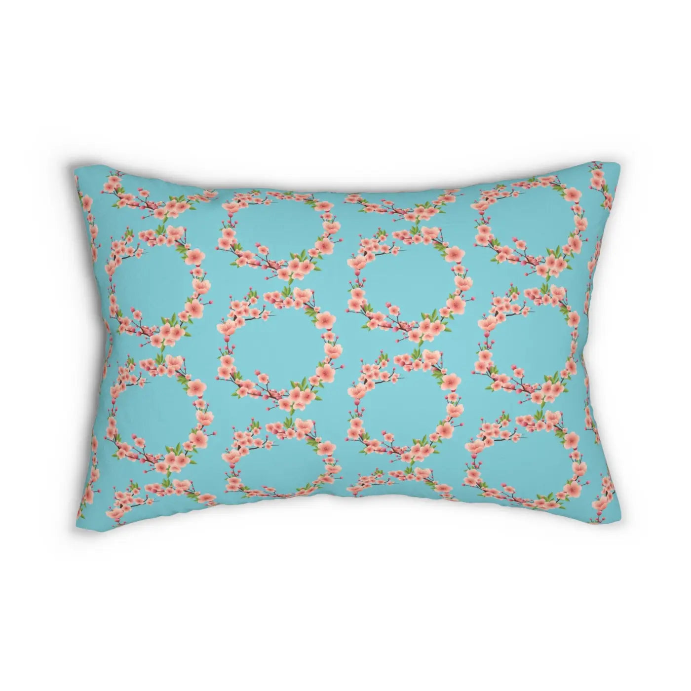 Polyester Lumbar Pillow - Blue Floral Home Decor - DipaliZ