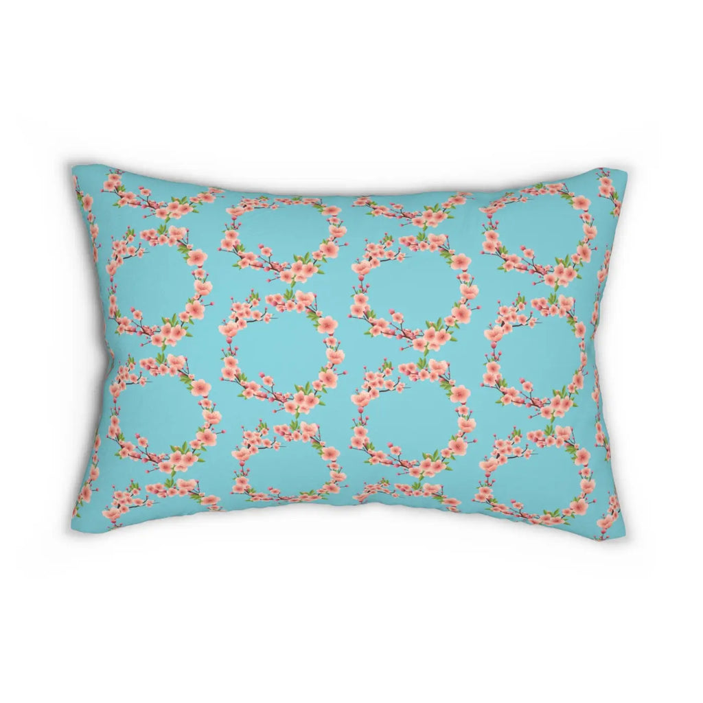 Polyester Lumbar Pillow - Blue Floral Home Decor - DipaliZ