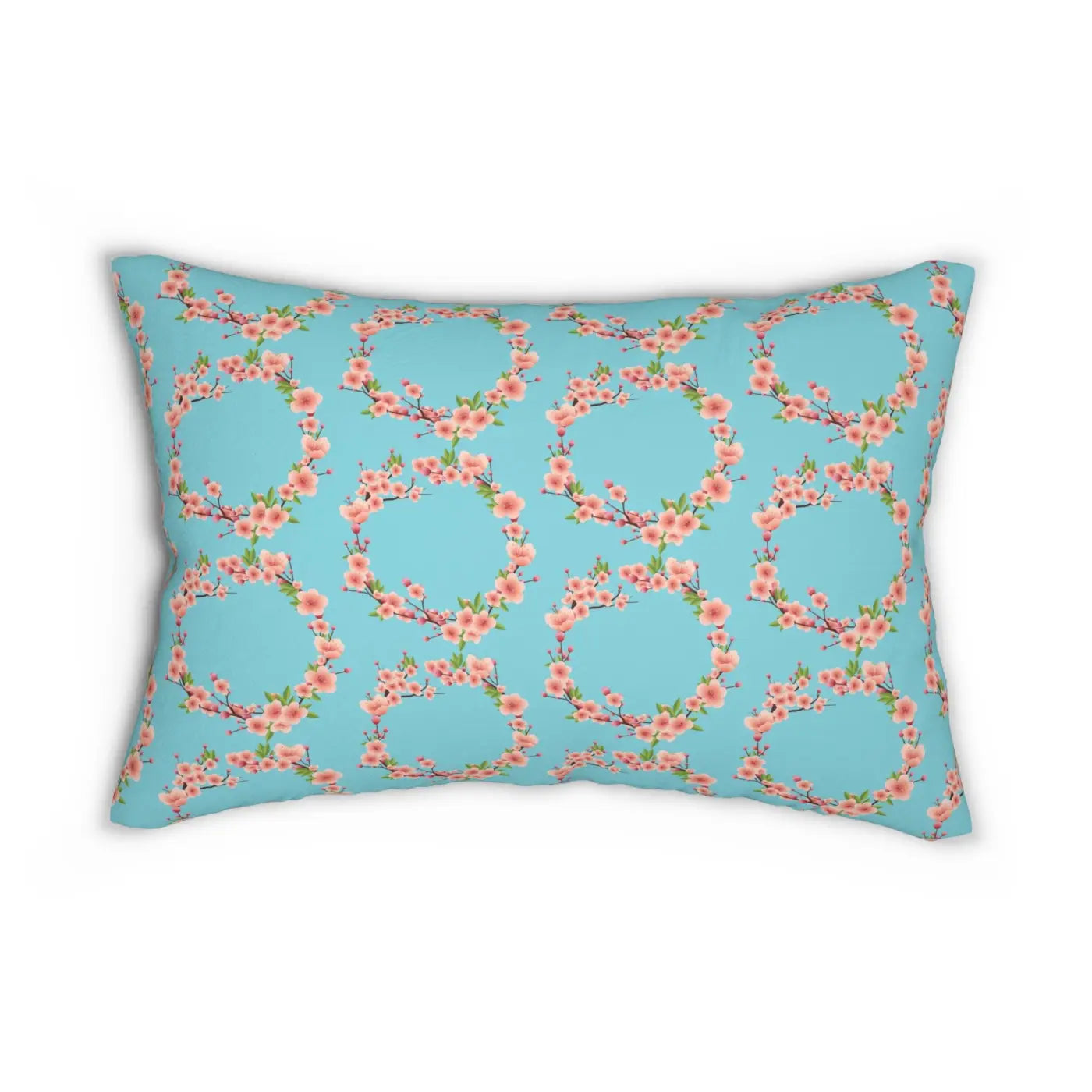 Polyester Lumbar Pillow - Blue Floral Home Decor - DipaliZ