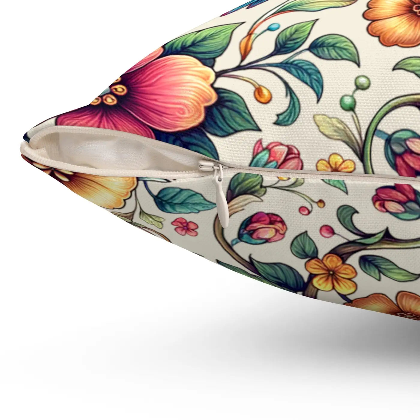 Birds and Flowers Throw Pillow - Spun Polyester Square - DipaliZ